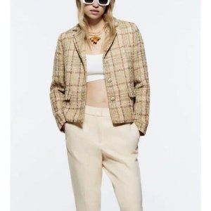 Zara Textured Cropped Blazer Size XL